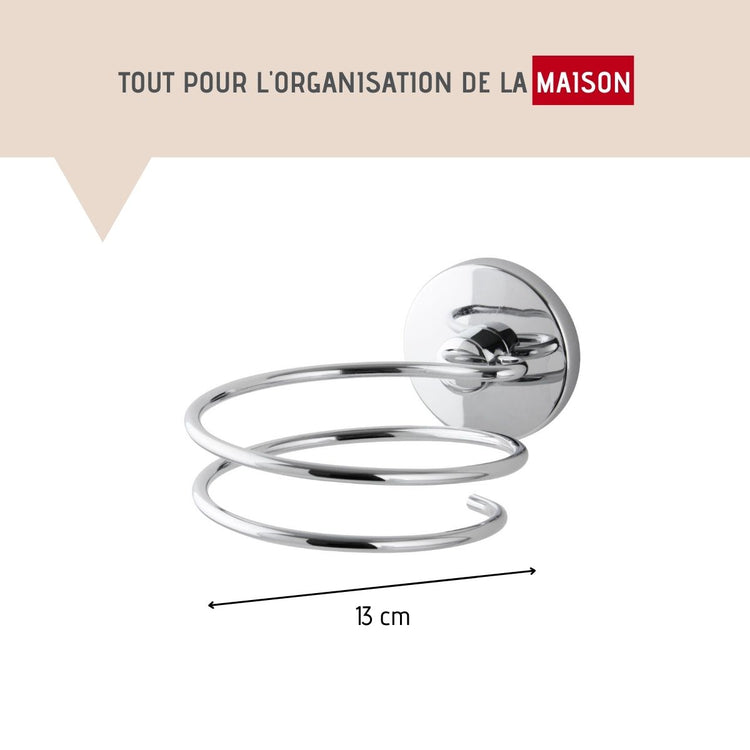 Support sèche cheveux en zinc chromé Fackelmann Vision
