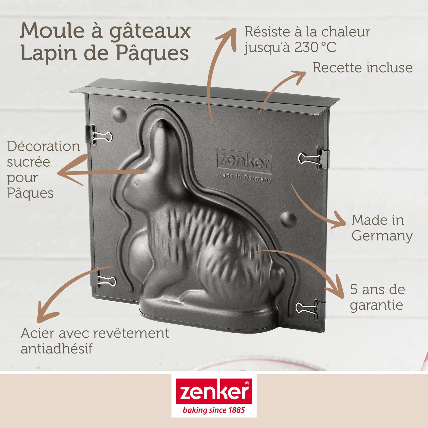 Moule à gâteaux 3D en forme de lapin de Pâques 600 ml Zenker Pâques