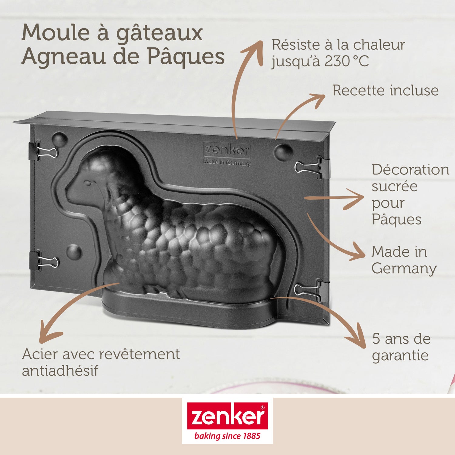 Moule agneau pascal 3D 700 ml pour Pâques Zenker