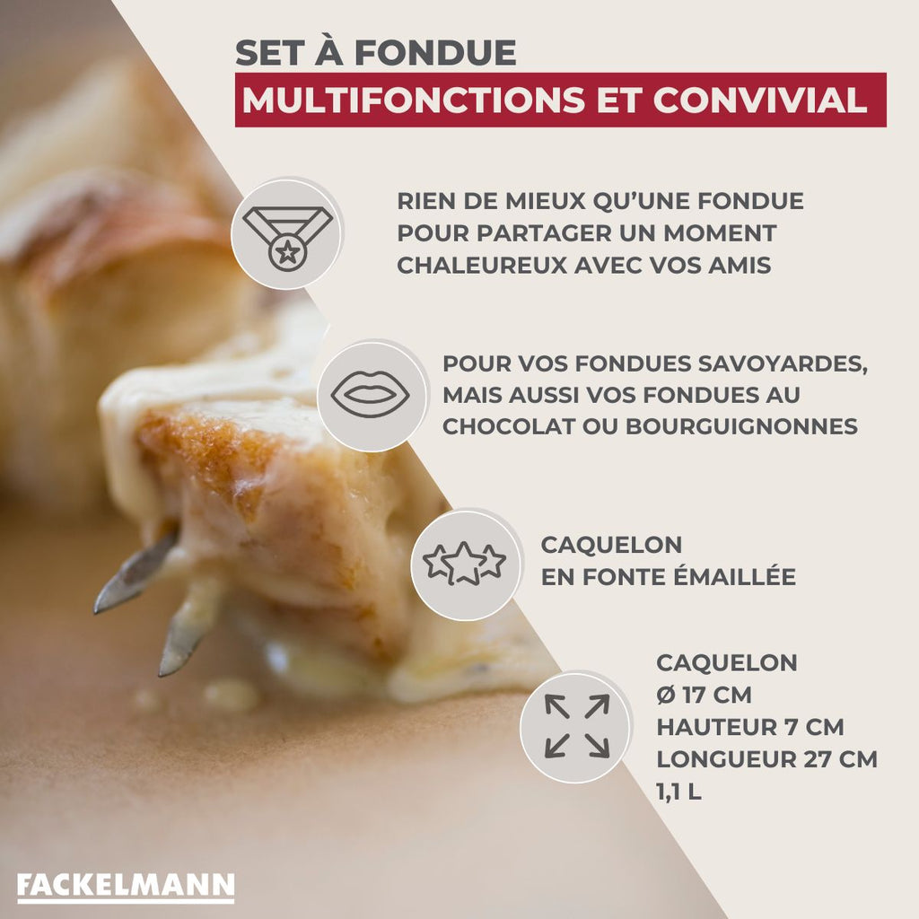 Lot de 1 appareil à fondue avec son petit train de table Fackelmann