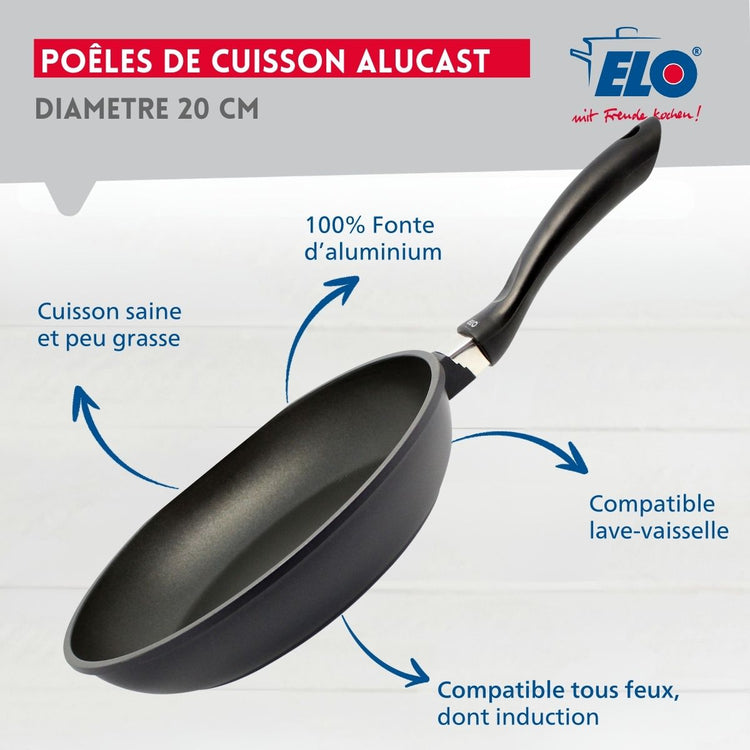 Poêle à frire 20 cm en fonte d'aluminium Elo Alucast