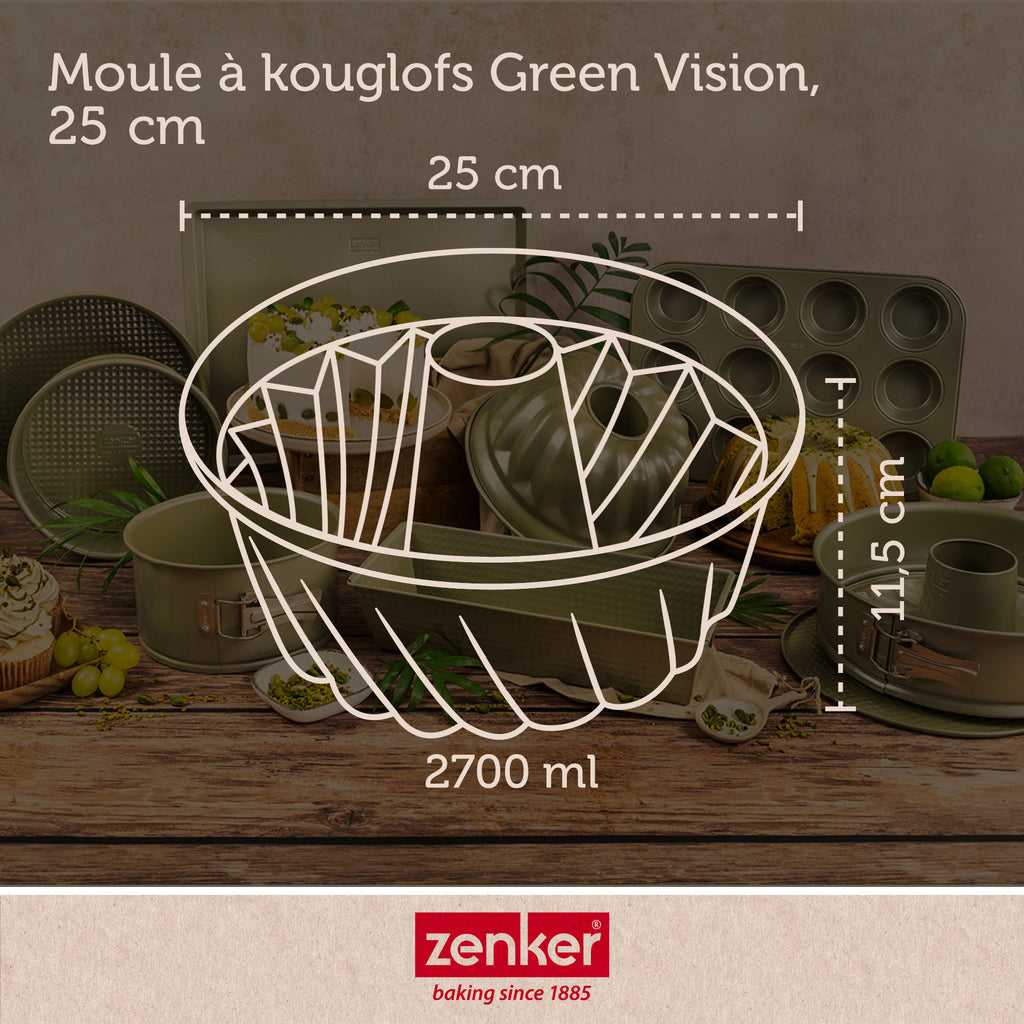 Set de 4 ustensiles de pâtisserie moule à gâteaux 2 bols et spatule pâtisserie Zenker Green Vision