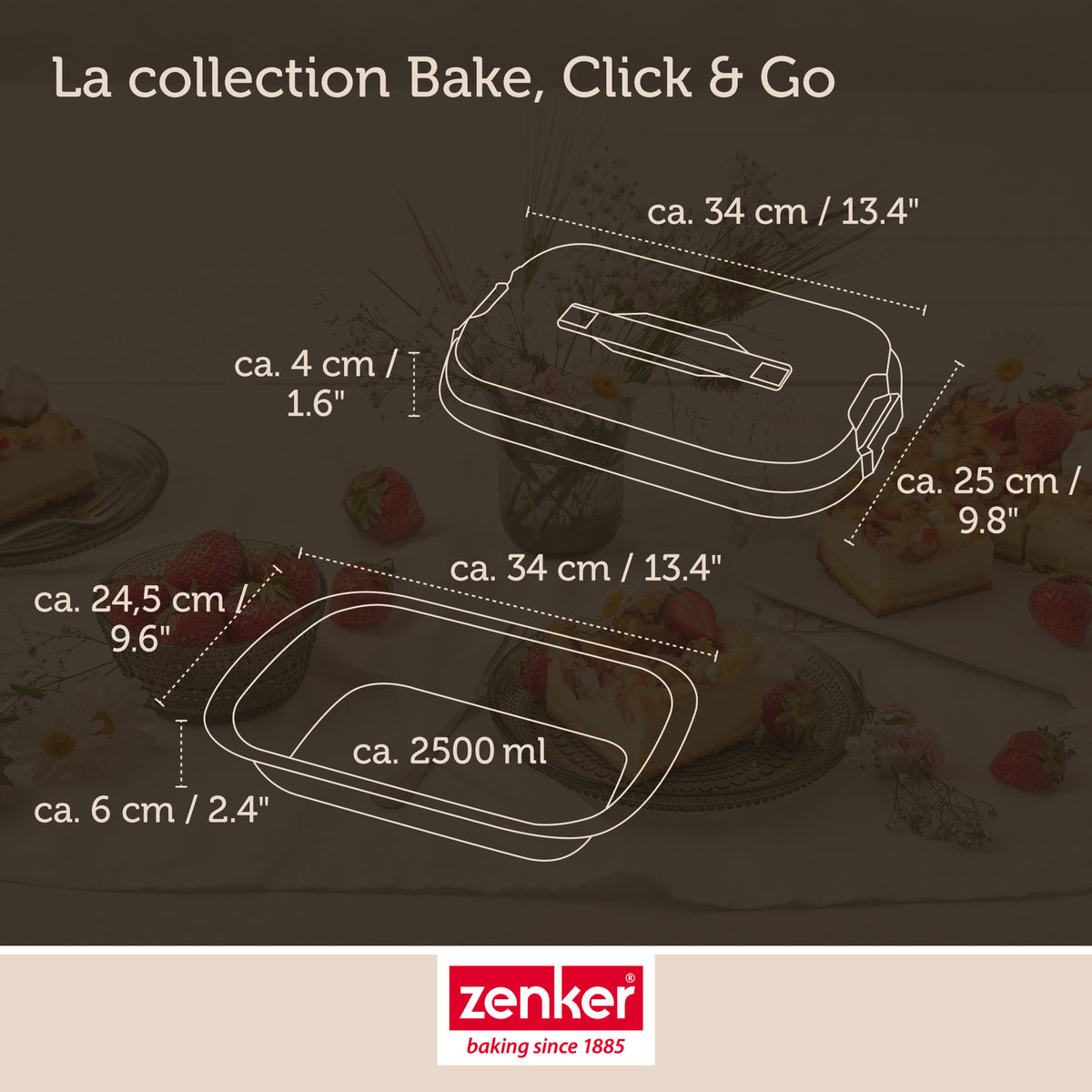 Set de 4 ustensiles de pâtisserie moule à gâteaux 2 bols et spatule de cuisine Zenker Bake Click and Go