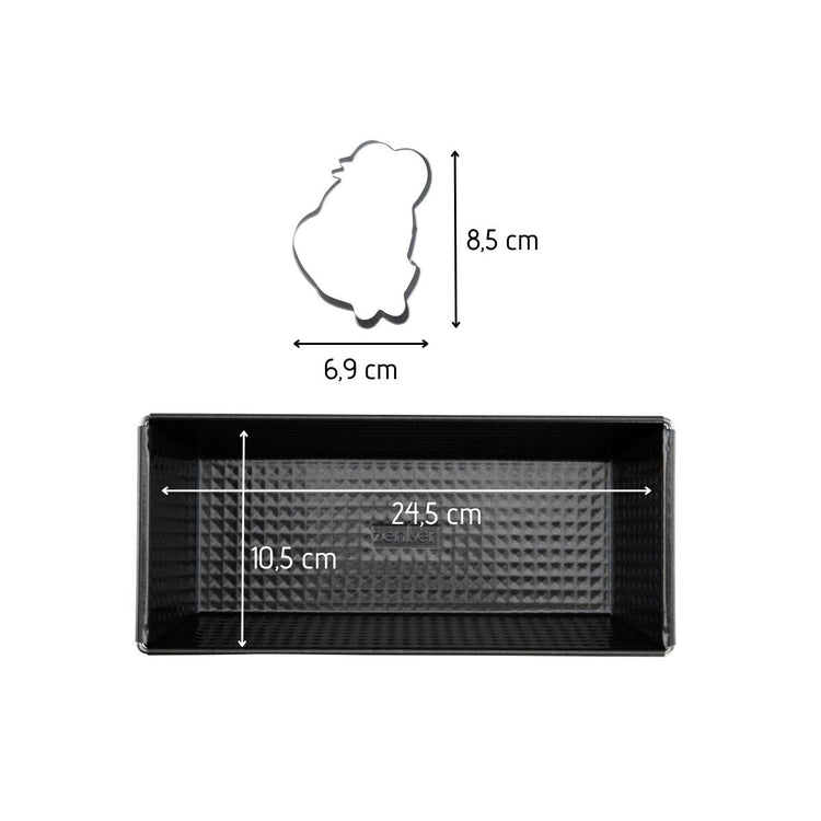 Set pâtisserie avec moule à cake 25 cm et emporte-pièce motif ourson, 2 bols à mixer et spatule Zenker