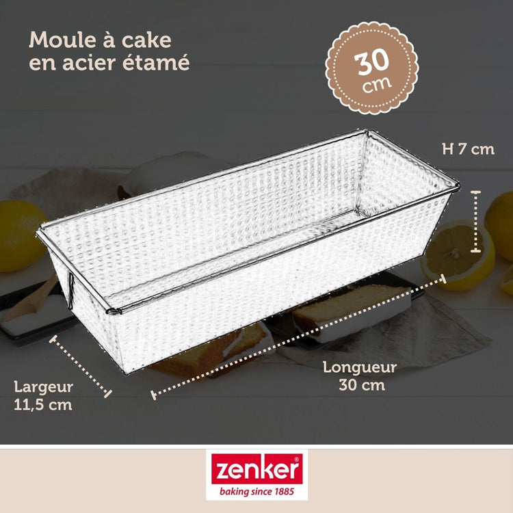 Set pâtisserie avec moule à cake acier 30 cm, 2 bols à mixer, verre mesureur et spatule Zenker