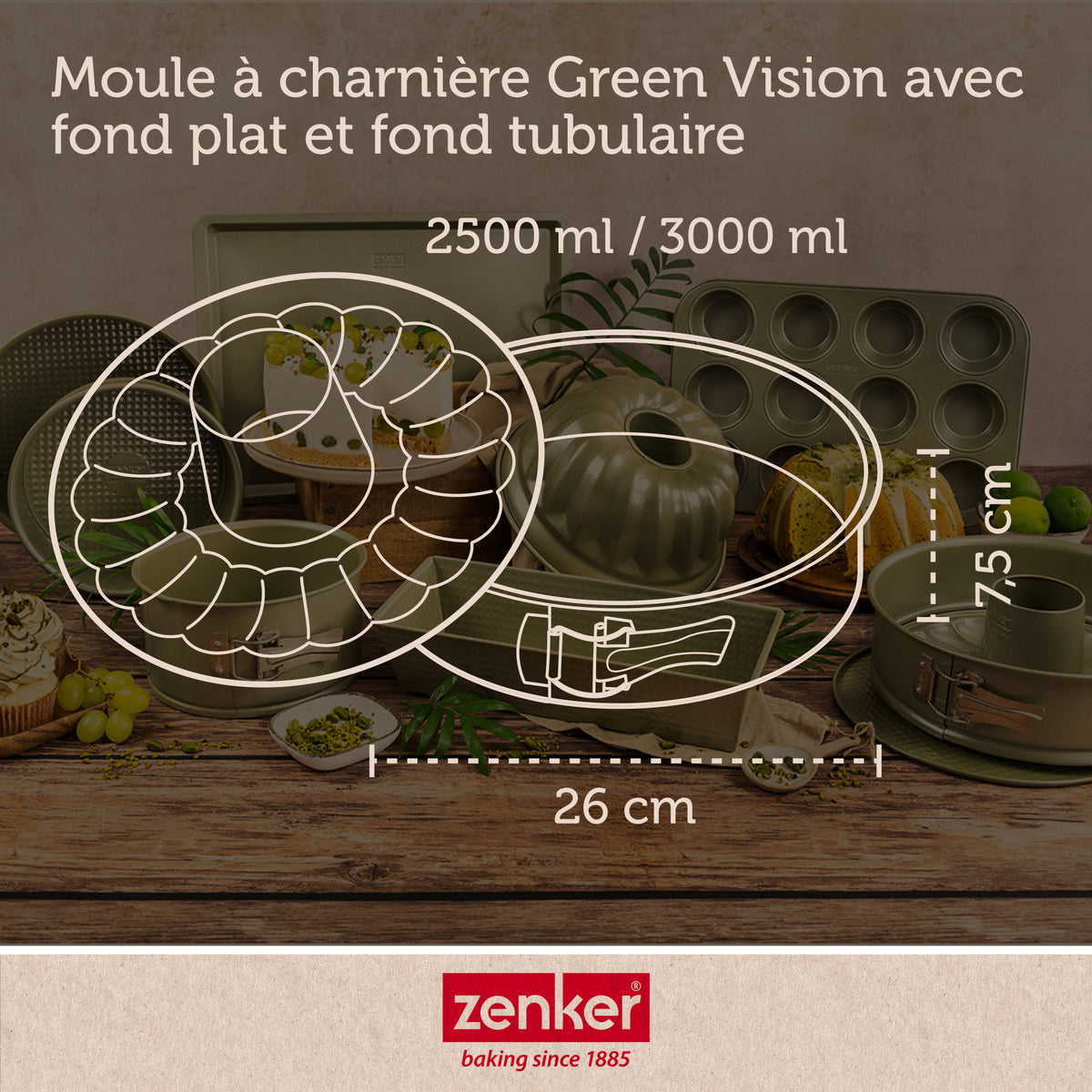 Set de 5 ustensiles de pâtisserie moule à manqué 2 bols spatule et verre doseur Zenker Green Vision