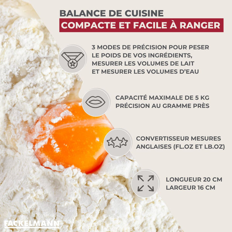Balance de Cuisine Électronique Blanche 5 kg Fackelmann