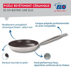 Poêle 32 cm céramique sans PFAS et son couvercle Elo