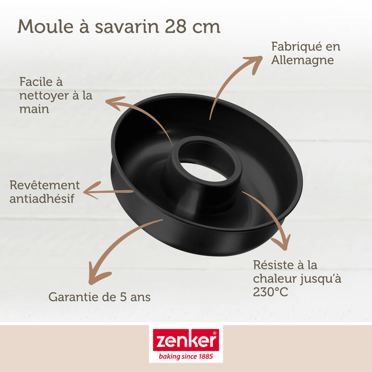 Set de moule à cakes 30,5 x 11,5 cm et moule à savarins 28 cm Zenker Black Metallic