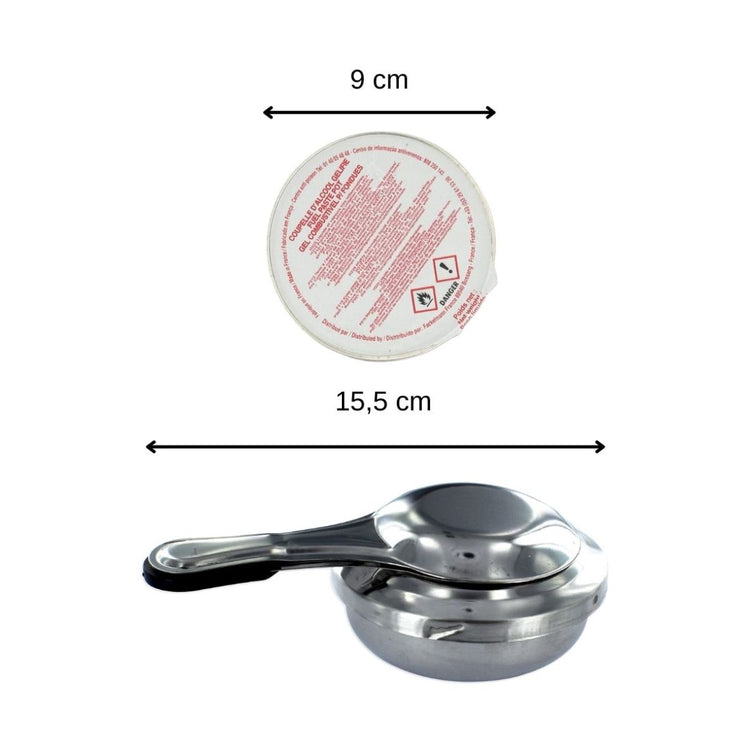 Brûleur à alcool et 4 coupelles d'alcool gélifié Fackelmann