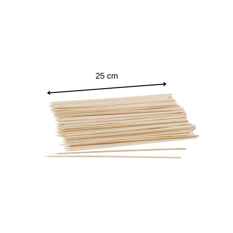 Lot de 100 piques en bois pour brochettes de 25 cm Fackelmann Nature
