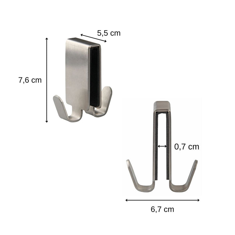 Lot de 2 doubles crochets pour paroi de douche en inox Fackelmann Tecno