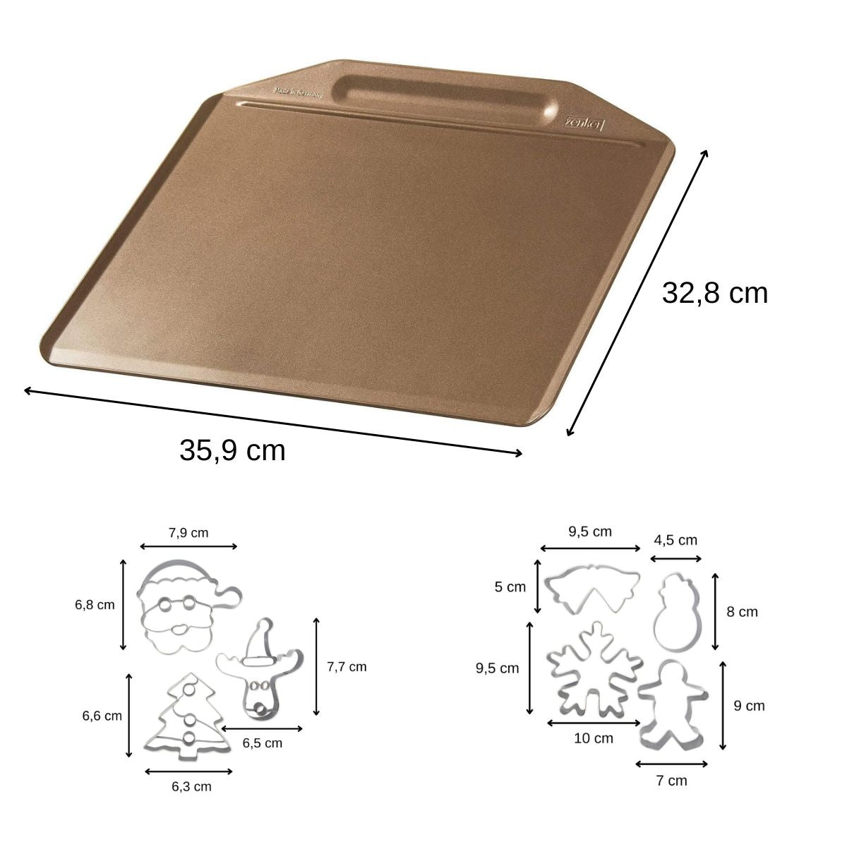 Plaque de cuisson au four sans rebords et 7 emporte-pièces de Noël Zenker Noël