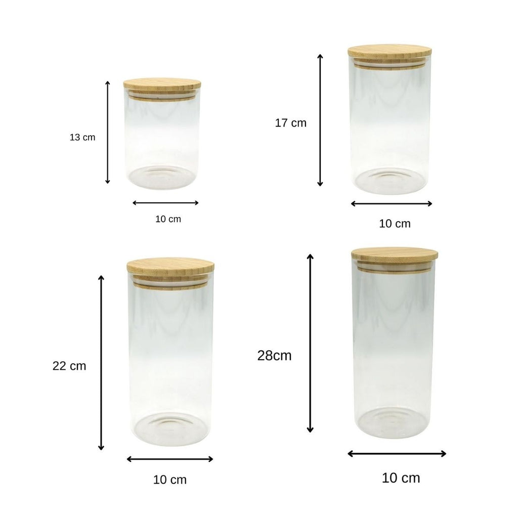 Set de 4 boîtes de conservation en verre avec couvercle en Bambou Fackelmann Eco Friendly