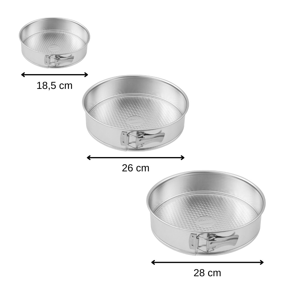 Set de 3 moules à manqué à charnière 18,5 cm + 26 cm + 28 cm Zenker Silver