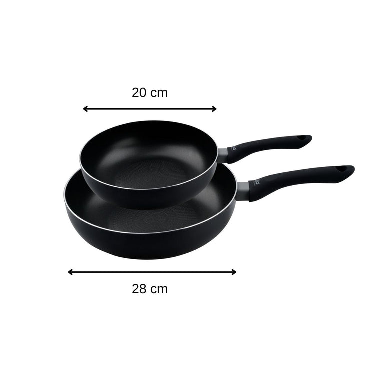 Set de 2 woks de cuisine 20 cm et 28 cm avec fond en nid d'abeille et doseur d'huile Elo Smart Life