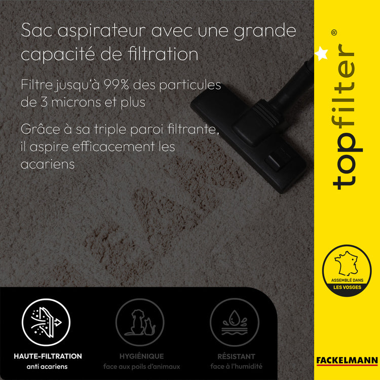 Lot de 4 packs de 4 sacs aspirateur 64093 pour Moulinex TopFilter Premium