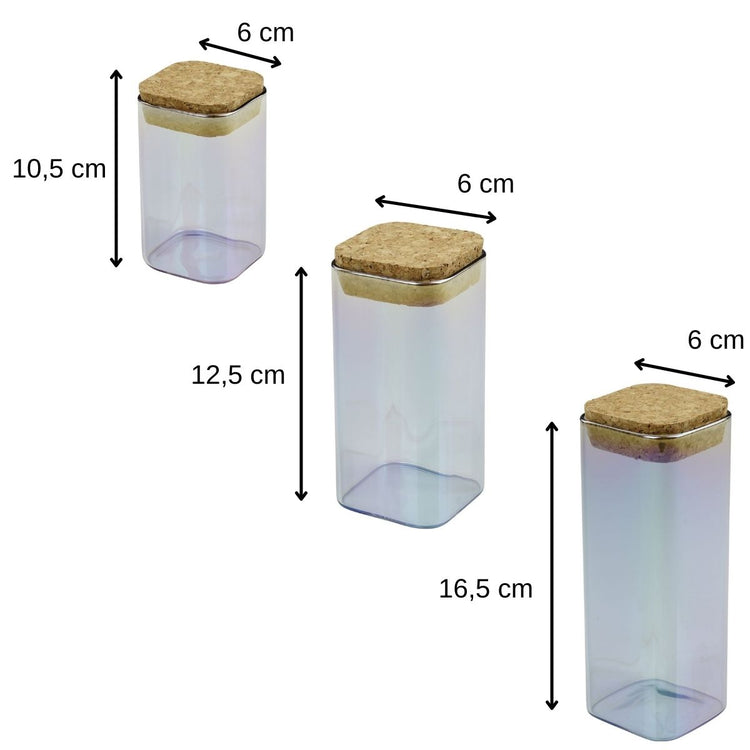 Set de 3 boîtes de conservation en verre avec couvercle 280 ml + 330 ml + 450 ml Tasty Green