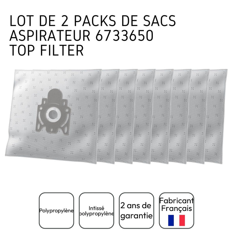 Lot de 2 packs de 8 sacs aspirateur 6733650 Miele TopFilter