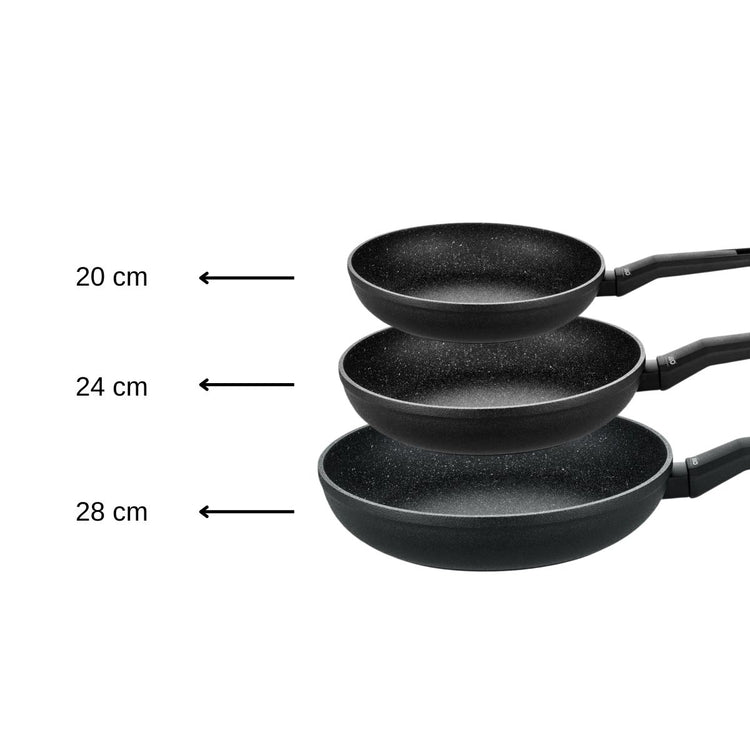 Set de 3 poêles à frire 20 cm 24 cm et 28 cm Elo Granit Solution