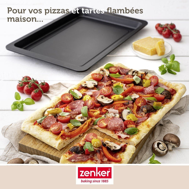 Lot de 2 plaques à pizza rectangulaires 42/29/2,5 cm en acier Spécial crountries Spécial crountries Zenker  Spécial crountries