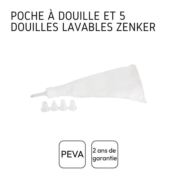 Ensemble de 2 Poches à douille et 10 embouts en plastique 28 cm Zenker Smart Pastry