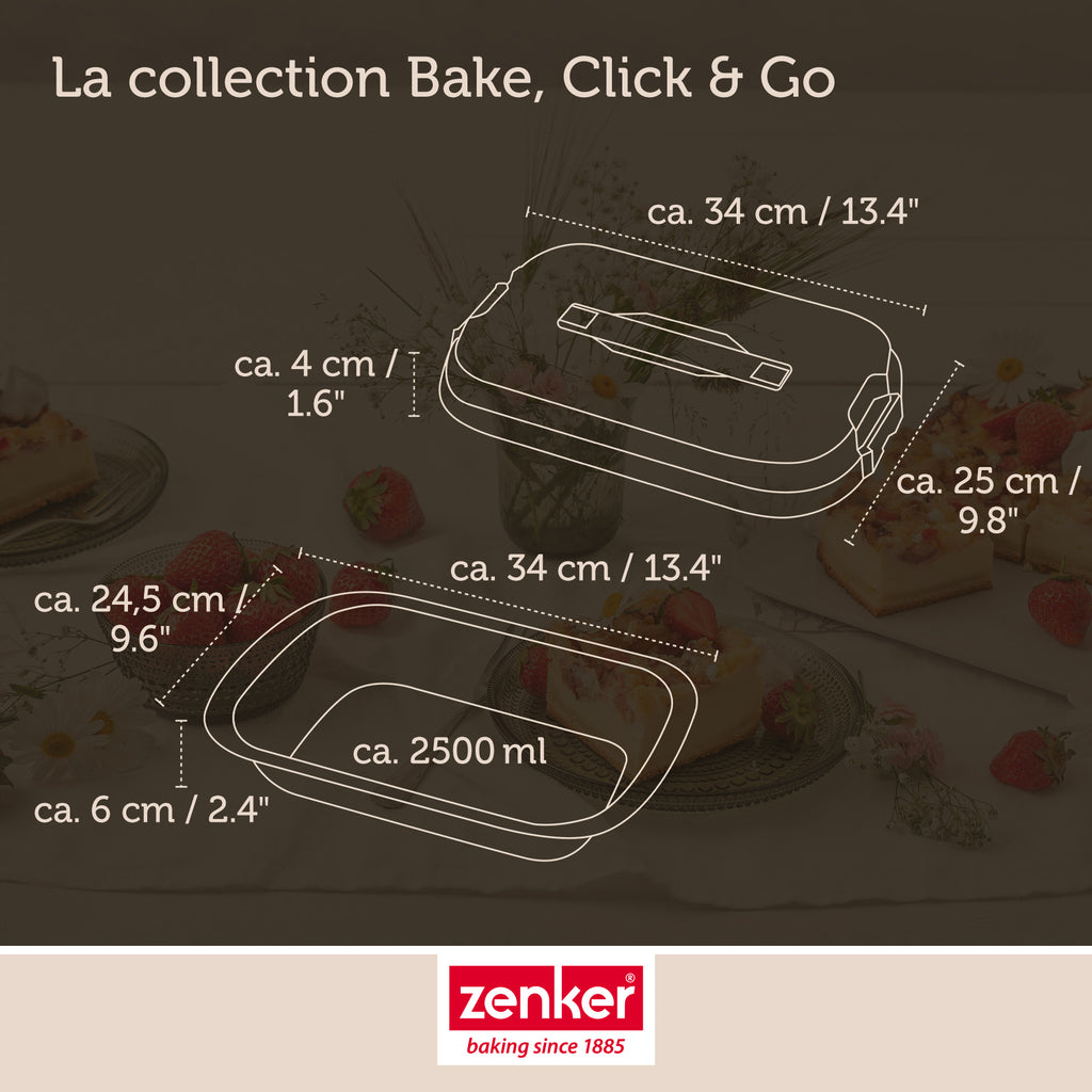 Lot de 2 moules à gâteaux rectangulaires 34/24,5 cm en acier Zenker Bake Click and Go