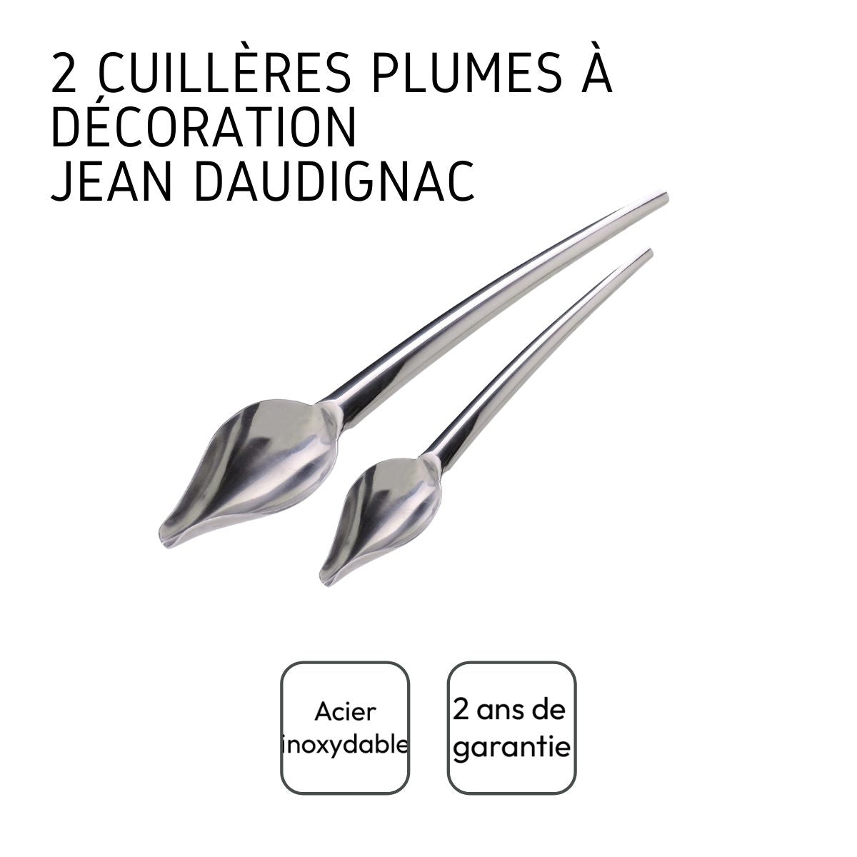 Lot de 2 cuillères plumes à décoration pâtissière Jean Daudignac