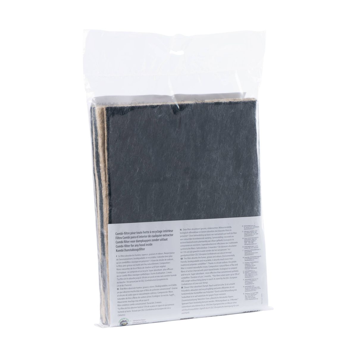 Filtre pour hotte lin naturel combiné charbon actif Fackelmann Accessoires pour hotte et friture
