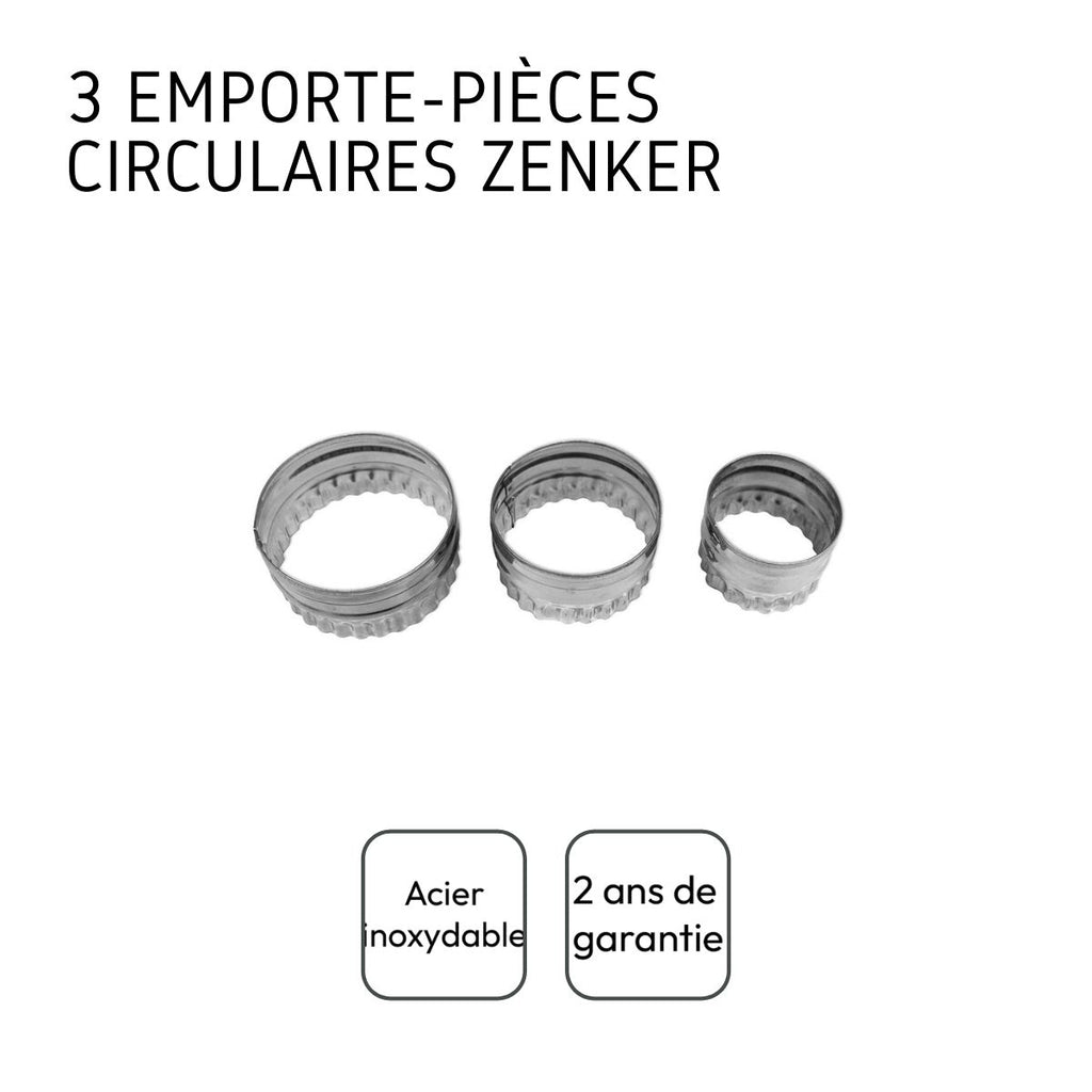 Lot de 3 emporte-pièces ronds et cannelés Zenker