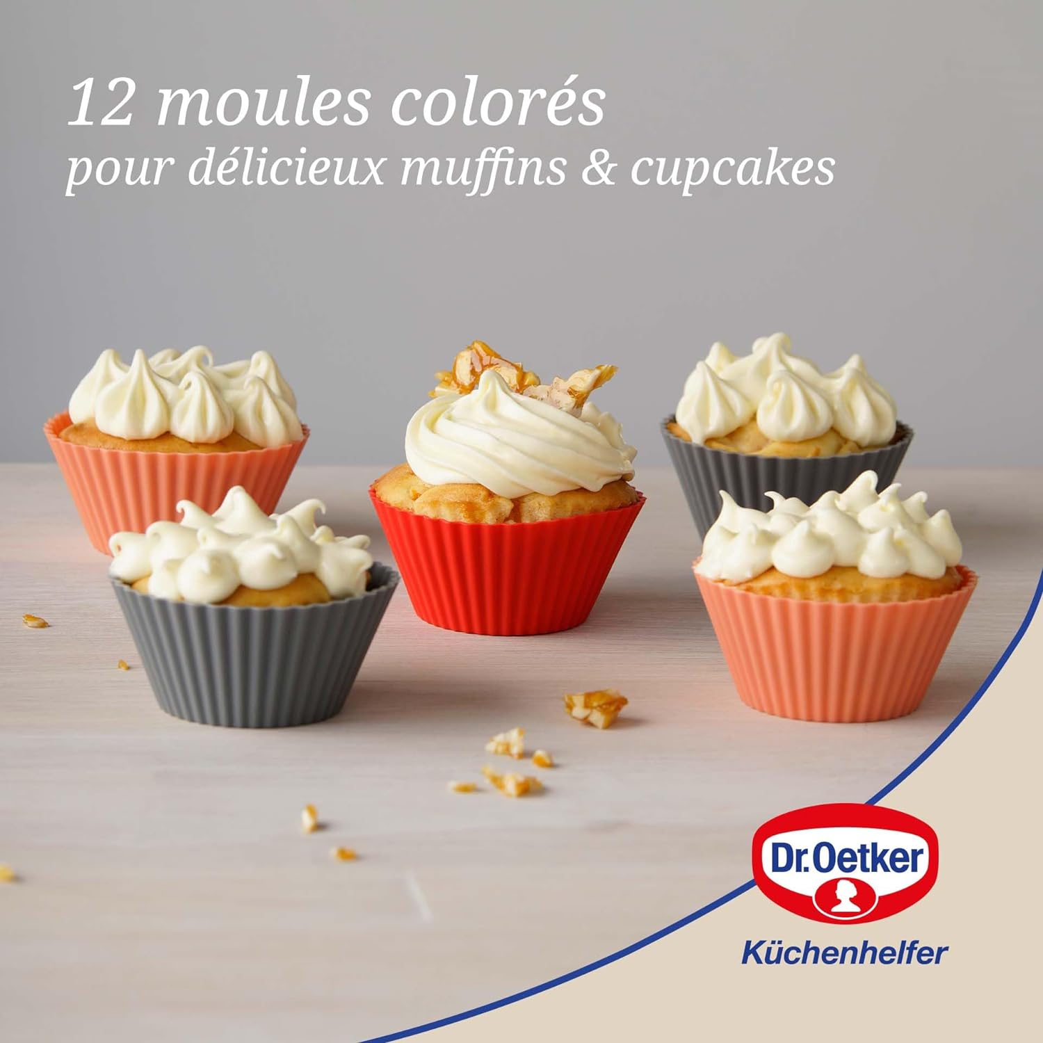 Lot de 12 caissettes muffins en silicone Dr. Oetker Flexxibel Love