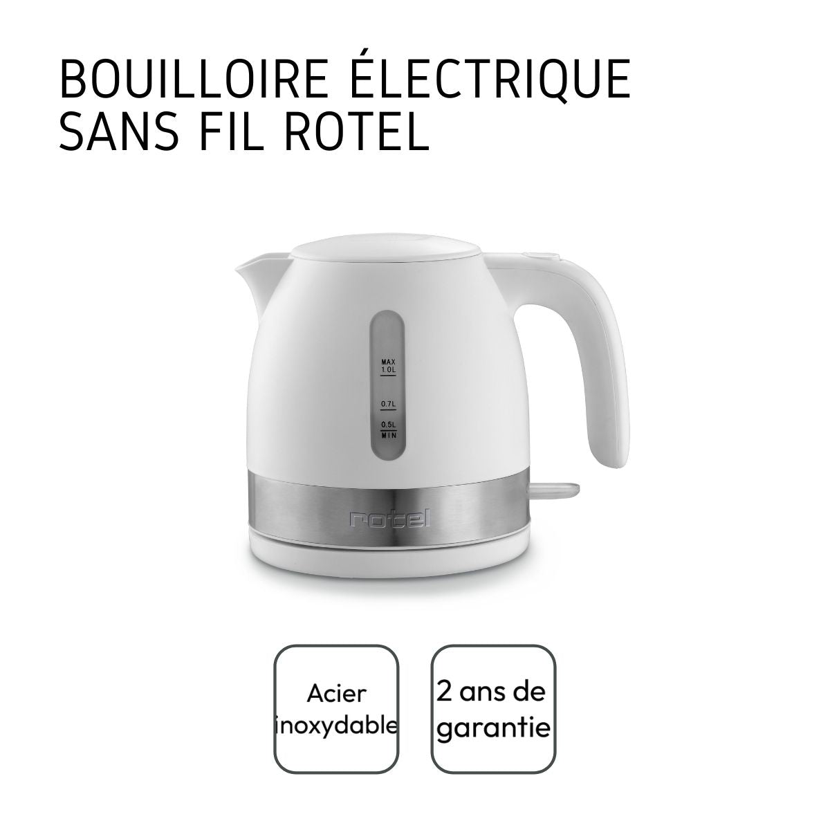 Bouilloire électrique inox sans fil 1 litre Rotel
