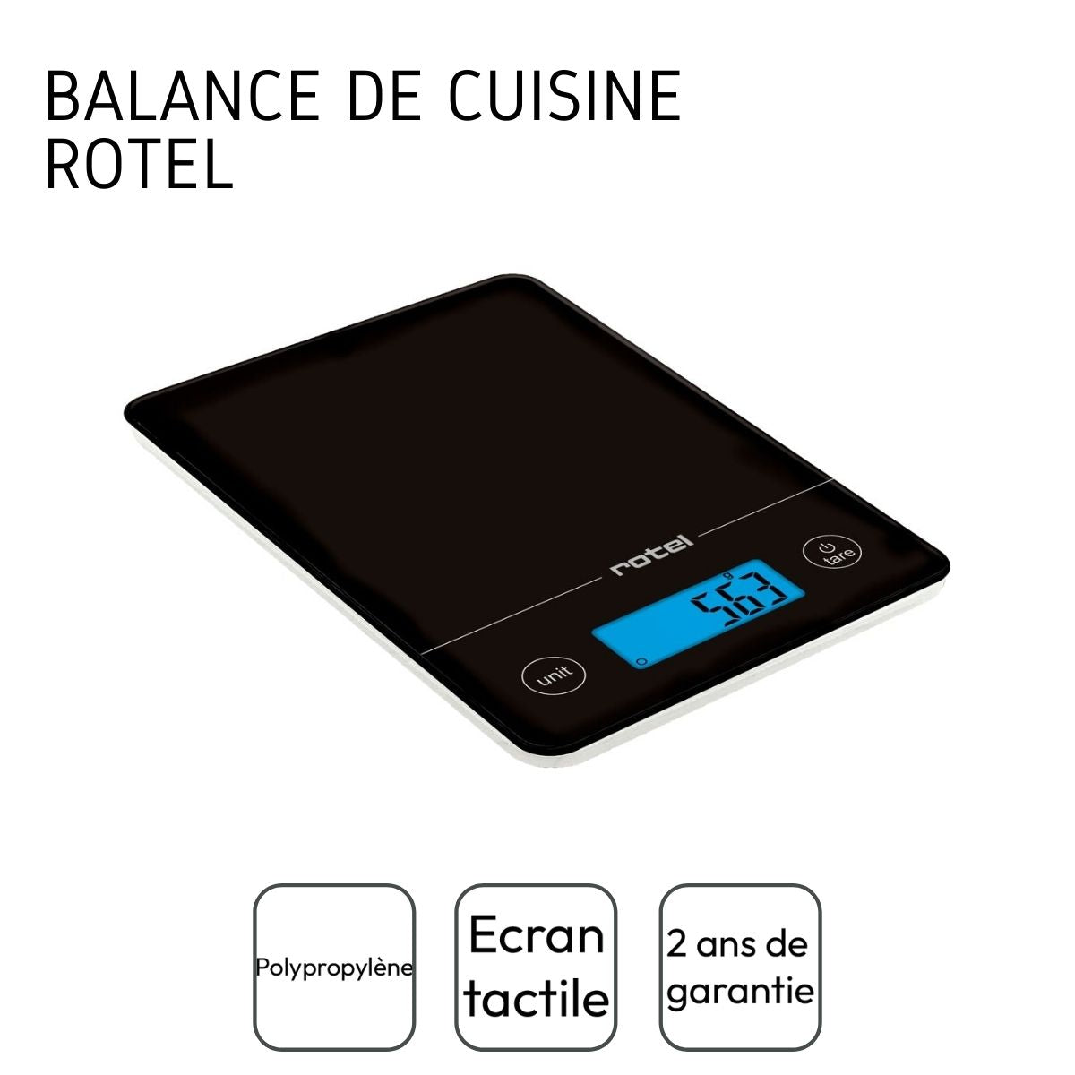 Balance de cuisine Noir électronique écran tactile Rotel