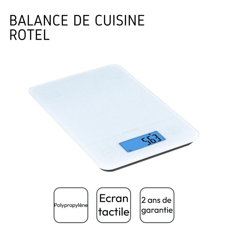 Balance de cuisine Blanche électronique écran tactile Rotel