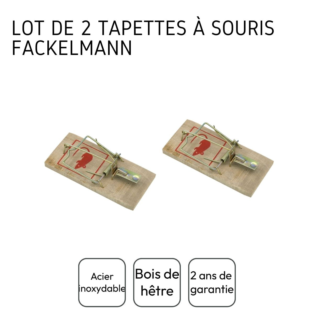 Lot de 2 pièges à souris en bois Fackelmann