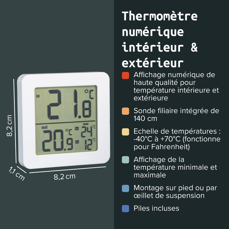 Thermomètre intérieur et extérieur numérique Fackelmann Tecno