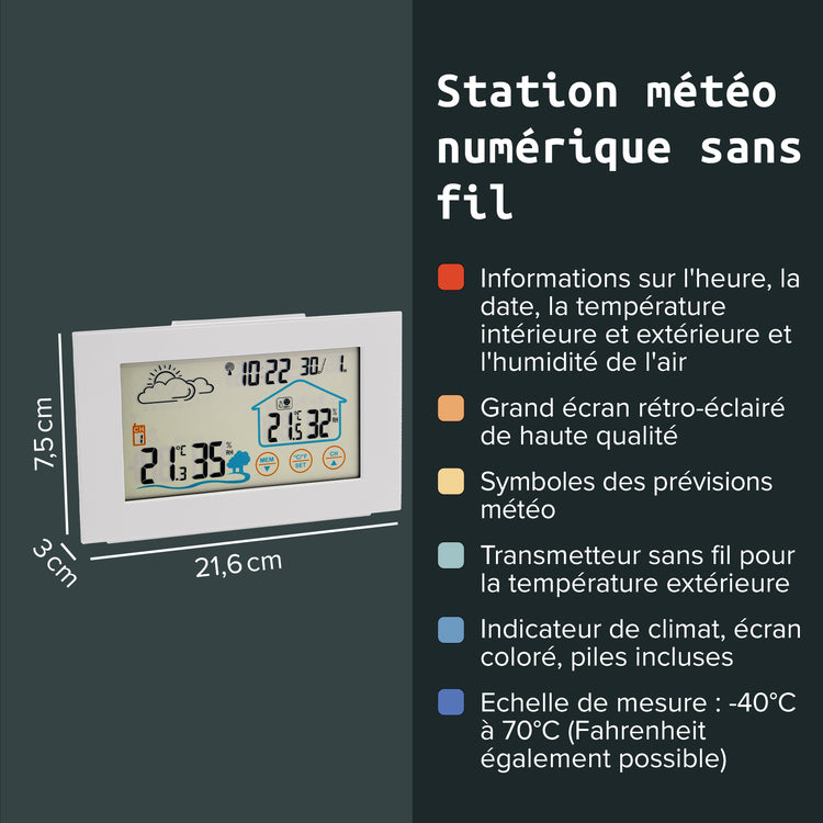 Station météo numérique intérieur / extérieur Fackelmann Tecno