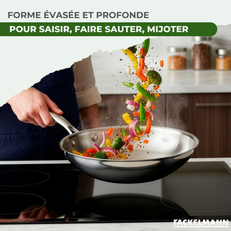 Set de 2 poêles de cuisson 24/28 cm en inox sans PFAS Fackelmann Vita3