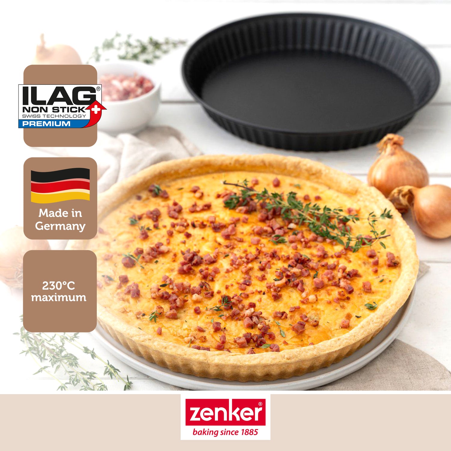 Lot de 2 moules à quiche lorraine 28 cm Zenker Spécial Countries