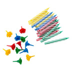 2 Lots de 24 bougies d'anniversaire et 12 bobèches Fackelmann Rio Party