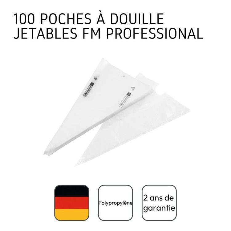 Lot de 100 poches à douille professionnelles jetables FM Professional