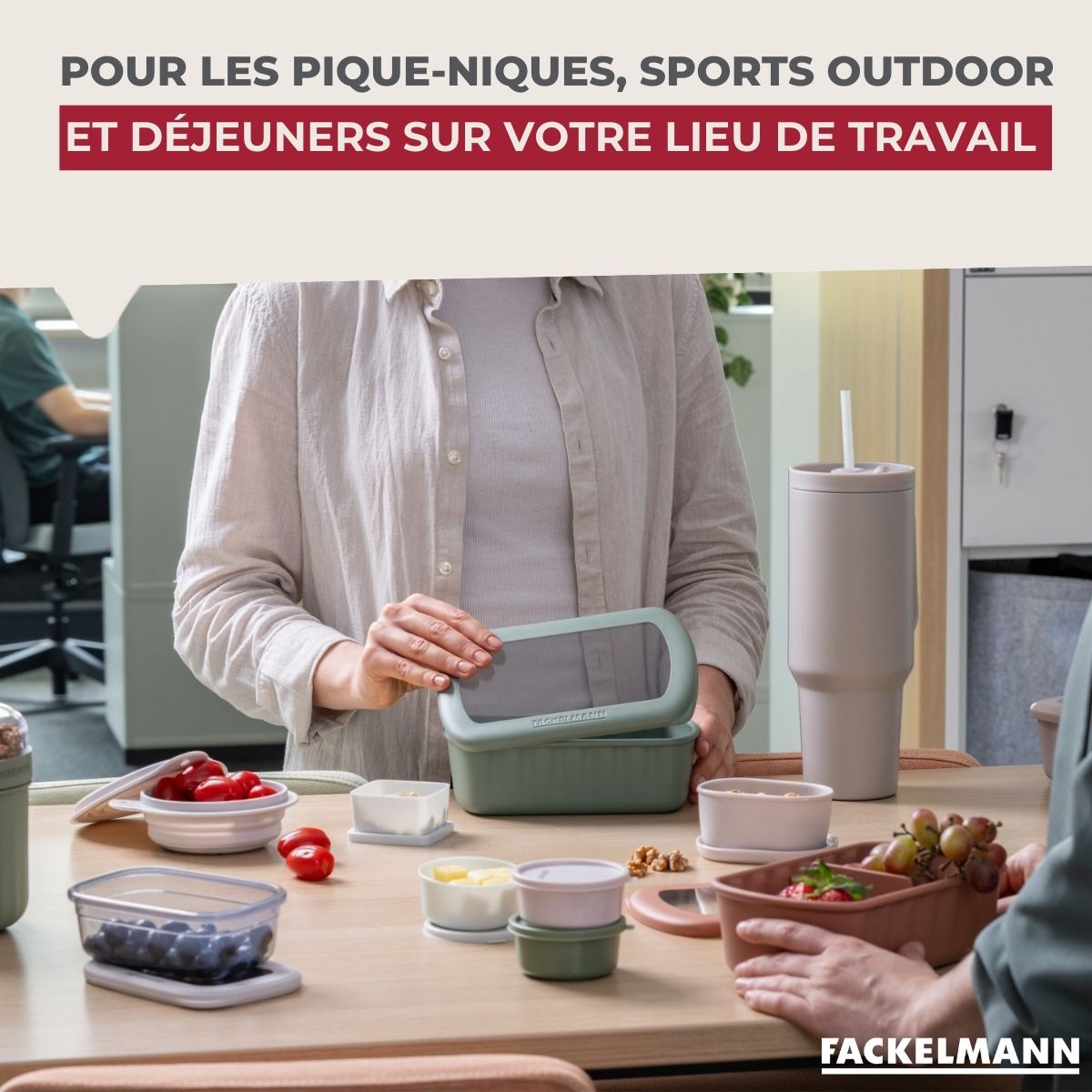 Lunchbox Beige à compartiment réglable 1 litre sans BPA Fackelmann Storage