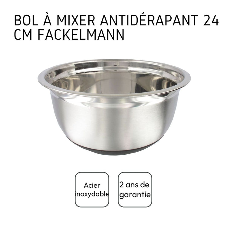 Bol à mixer en acier inoxydable 24 cm Fackelmann Basic