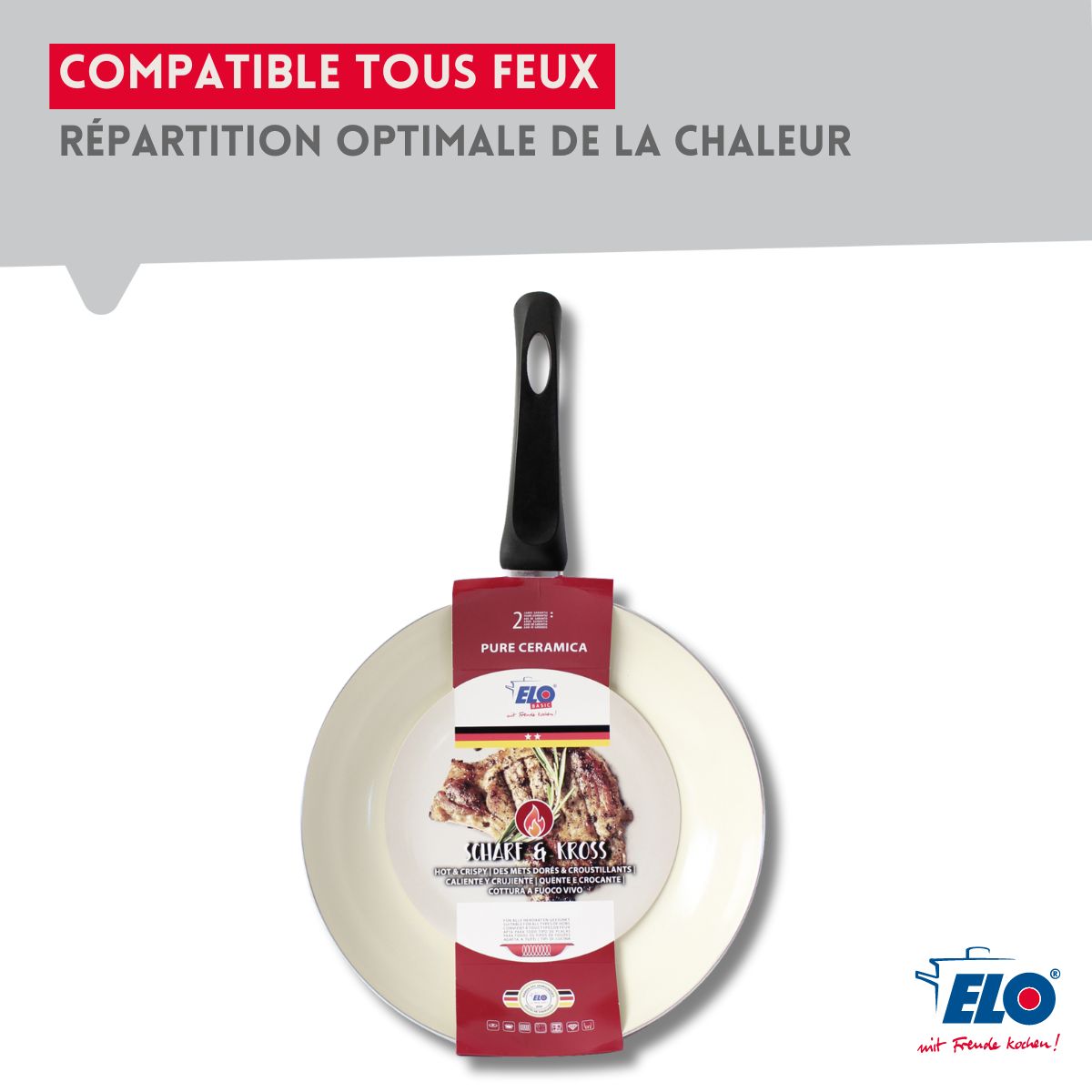 Poêle de cuisson avec revêtement céramique sans PFAS 24 cm Elo