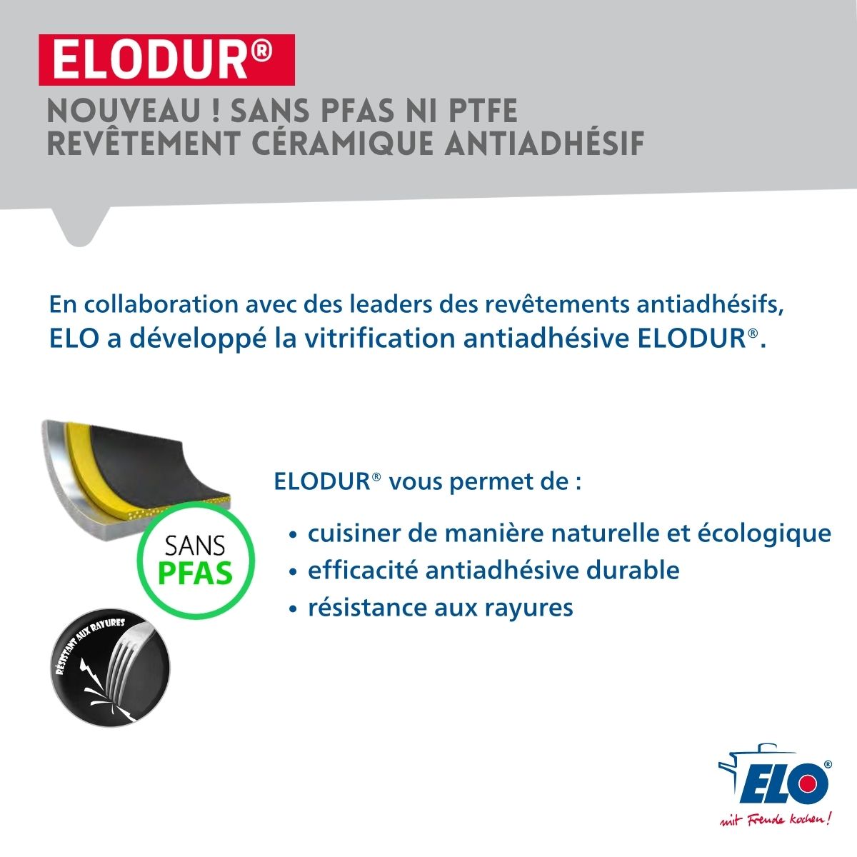 Poêle de cuisson avec revêtement céramique sans PFAS 20 cm Prima Cucina Elo