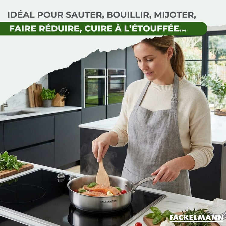 Set de 2 poêles de cuisson 24 cm en inox sans PFAS Fackelmann Vita3