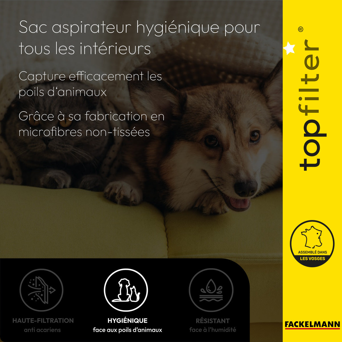 Lot de 4 packs de 4 sacs aspirateur 64329 pour Hoover Freespace EVO TopFilter Premium