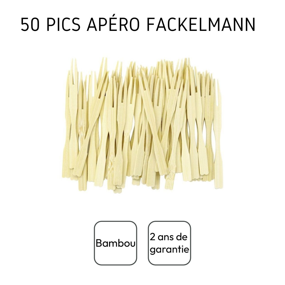 Lot de 50 pics à apéritif forme fourchette Fackelmann Wood Edition