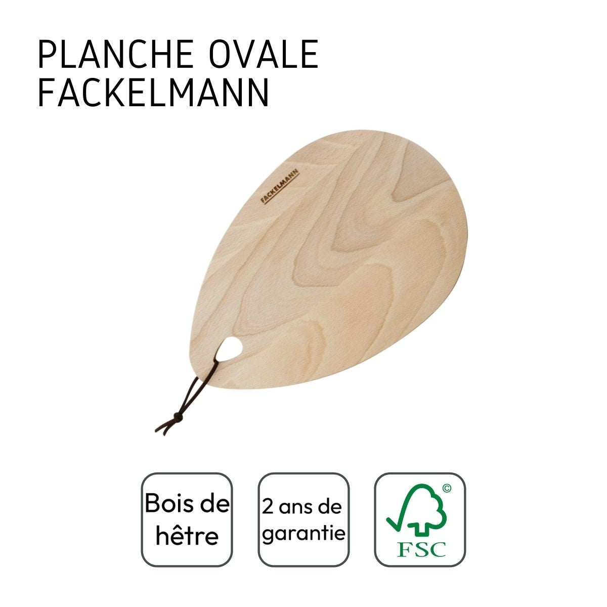 Planche à découper ovale en bois FSC Fackelmann Eco Friendly