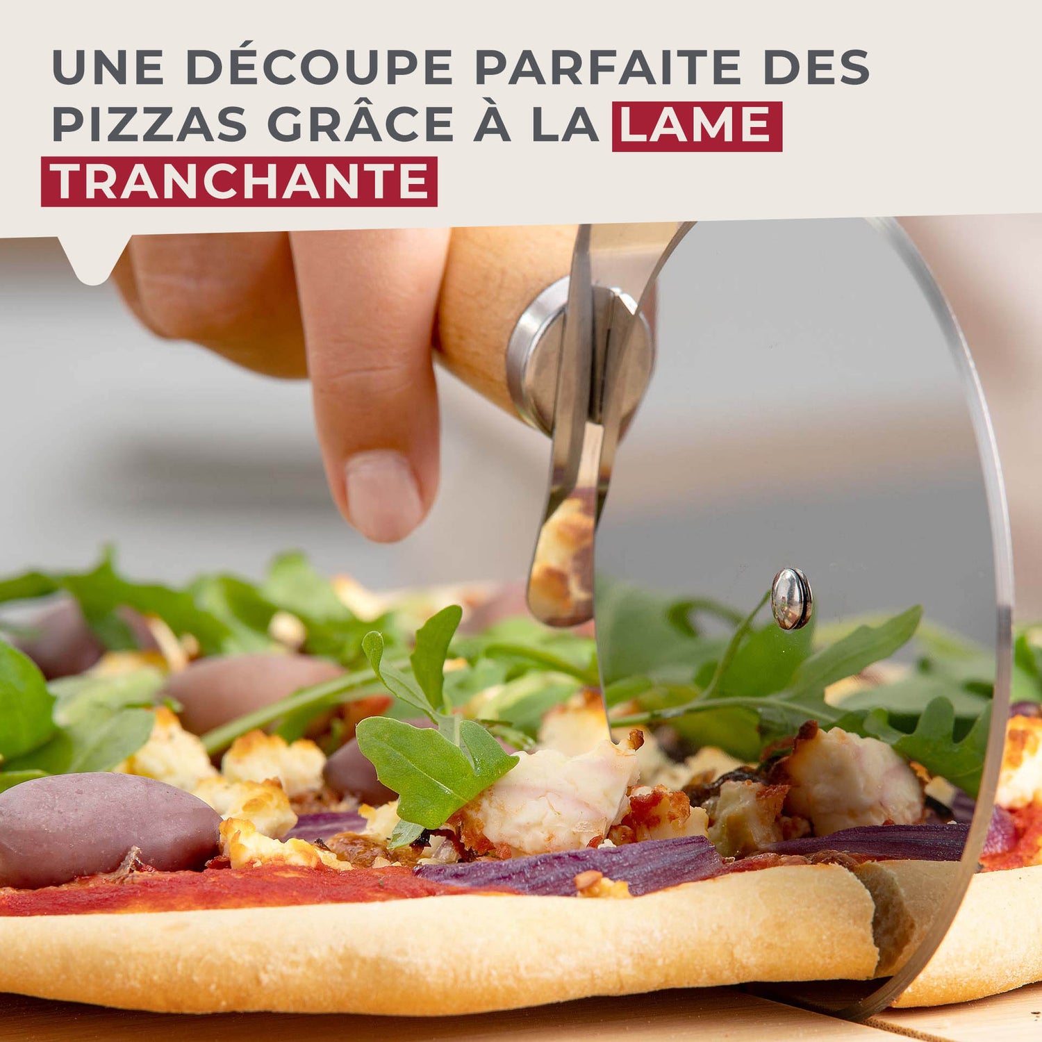 Roulette à pizza géante manche en bois Fackelmann Pizza & Pasta